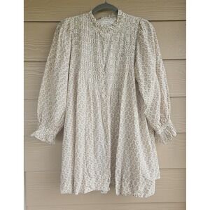 Dôen Floral Prairie Cottagecore Dress Puff Sleeve Ruffle Collar Victorian Sz S